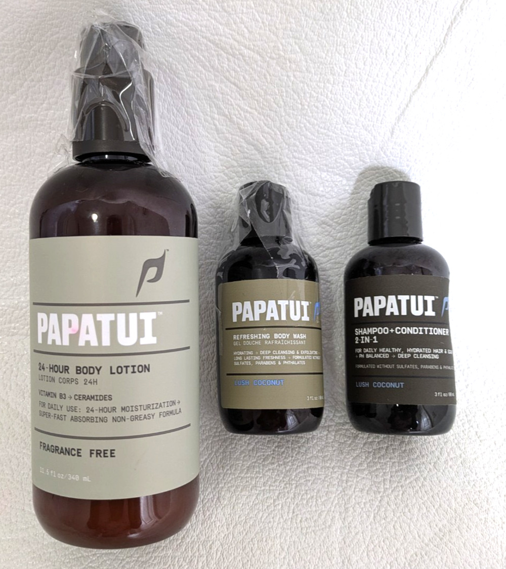 Papatui Mens Grooming Lot of 3 Body Wash Lotion Shampoo & Conditioner
